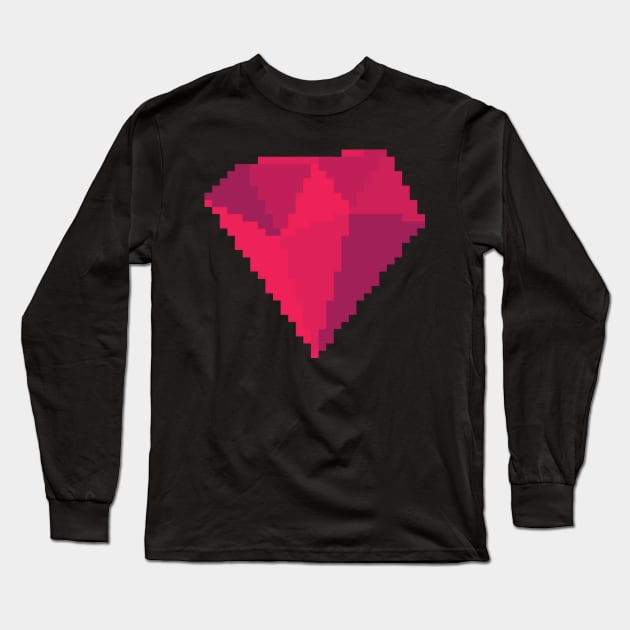 Ruby Gem Pixel Art Long Sleeve T-Shirt by christinegames